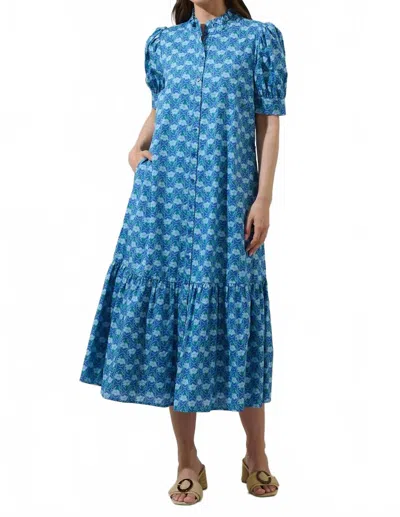 Sugarlips Driftwood Floral Giles Button Up Midi Dress In Blue Green