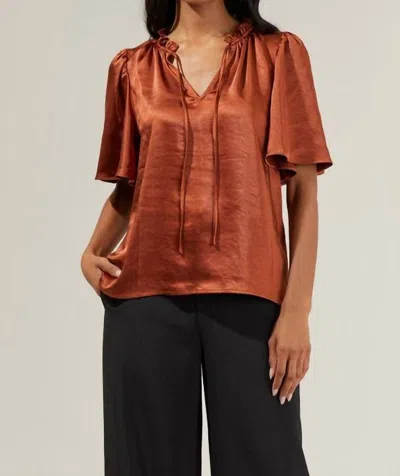 Sugarlips Drop Satin Blouse In Chocolate In Red