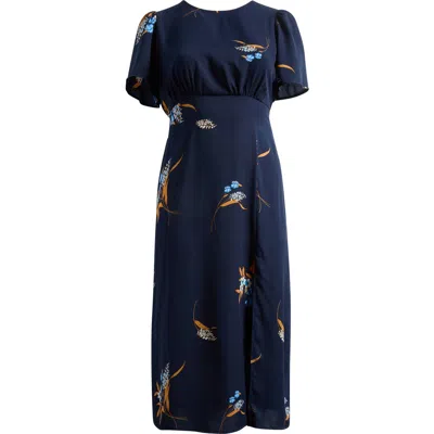 Sugarlips Dusk Bloom Floral Fit & Flare Midi Dress In Blue