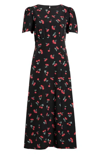 Sugarlips Dusk Bloom Floral Midi Dress In Black
