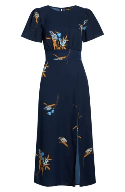 Sugarlips Dusk Bloom Floral Midi Dress In Blue