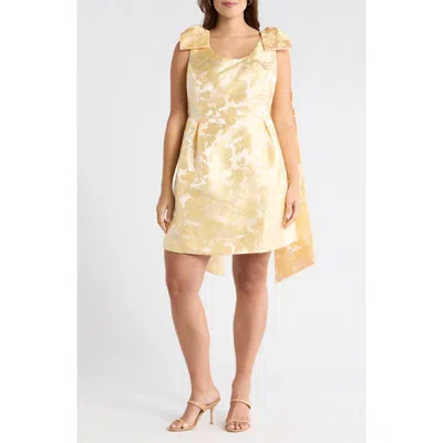 Sugarlips Duson Jacquard Bow Sash Minidress In Gold