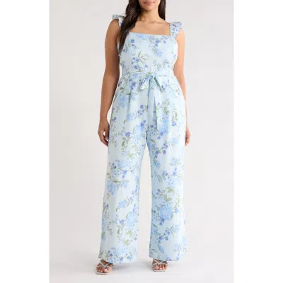 Sugarlips Dusty Floss Floral Flutter Sleeve Tie Belt Jumpsuit In Multi