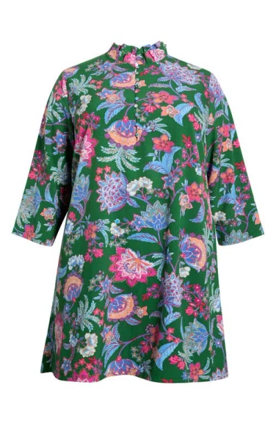 Sugarlips Elara Ruella Floral Ruffle Dress In Green