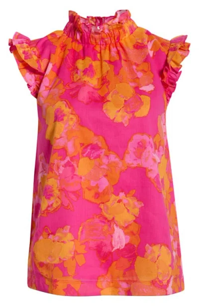 Sugarlips Elaris Zoie Floral Ruffle Cotton Top In Multi