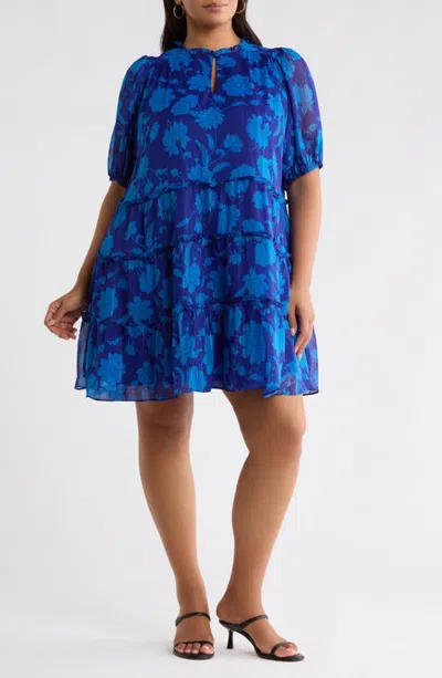 Sugarlips Elenia Tiered Shift Minidress In Blue
