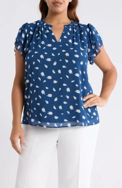 Sugarlips Elodie Abstract Print Top In Blue