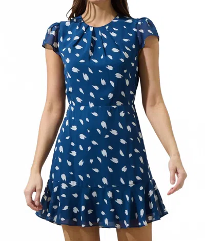 Sugarlips Elodie Dot Aviella Ruffle Mini Dress In Navy/cream In Blue