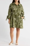 Sugarlips Emelia Hazelton Floral Cotton Shirtdress In Green