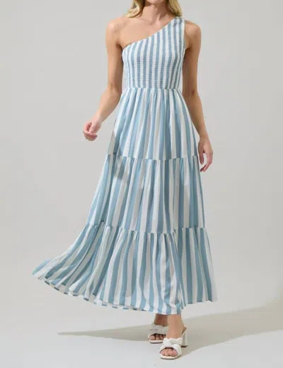 Sugarlips Emerly Striped Lys Maxi Dress In White/blue