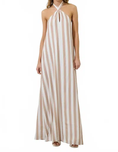 Sugarlips Emerly Striped Sabria Maxi Dress In Taupe-white In Beige