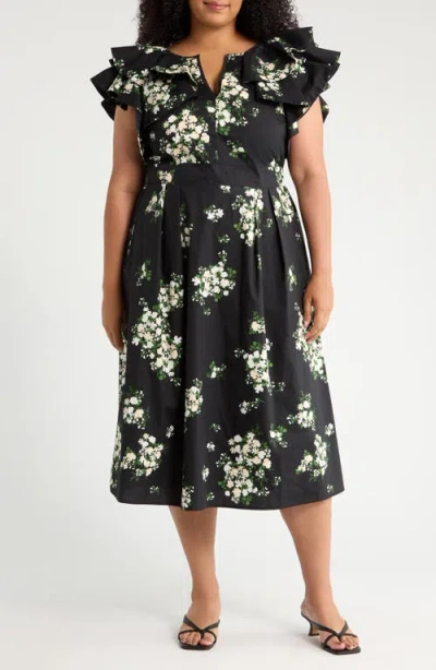 SUGARLIPS SUGARLIPS EMERY FLORAL SANTANA TIE BACK COTTON MIDI DRESS