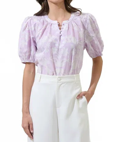 Sugarlips Emme Floral Zuri Smocked Top In Lilac In Purple