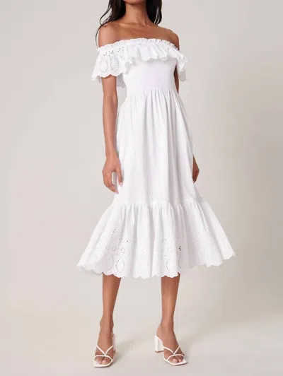 Sugarlips Esmeralda Smocked Eyelet Midi Dress In White