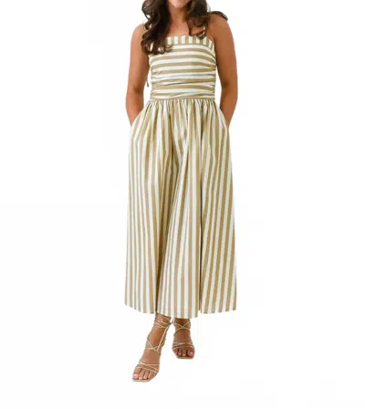 Sugarlips Evelina Ruched Midi Dress In Oatmeal In Multi