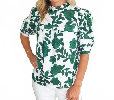 Sugarlips Evergreen Neck Blouse In White-forest In Green