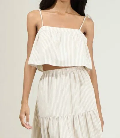 Sugarlips Everlanes Striped Crop Top In Tan/white In Multi