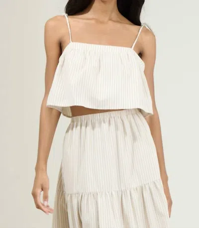 Sugarlips Everlanes Striped Crop Top In Tan/white In Neutral