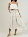 Sugarlips Everlanes Striped Flores Midi Skirt In Tan/white