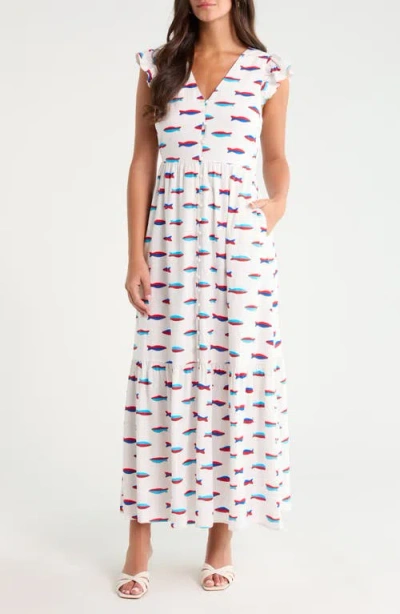 Sugarlips Evianna Flutter Sleeve Maxi Dress In White