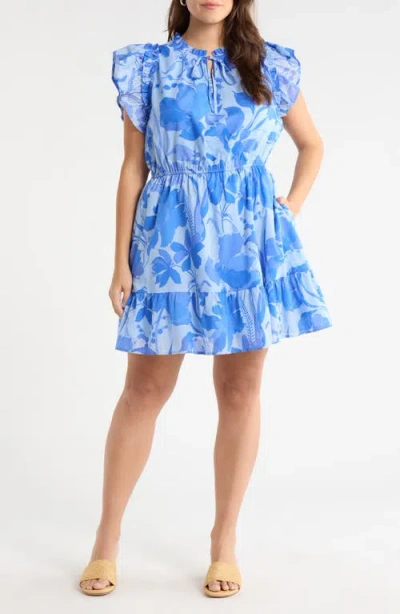 Sugarlips Evren Tropics Sardy Cotton Minidress In Blue