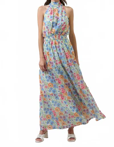 Sugarlips Ezia Garden Jetter Halter Maxi Dress In Blue Pink Yellow In Multi