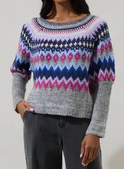 Sugarlips Fair Isle Crewneck Sweater In Grey Multi