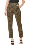 Sugarlips Faux Suede Snake Print Pants In Olive In Green