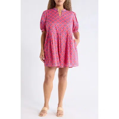 Sugarlips Fawna Floral Cotton Shift Minidress In Pink