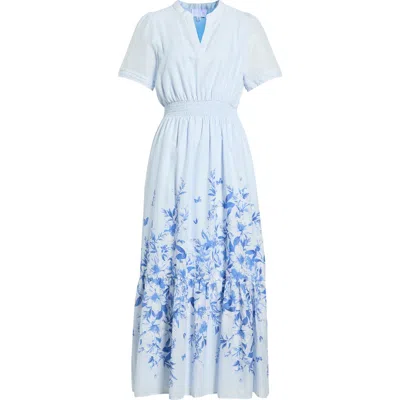 Sugarlips Fernie Field Janey Cotton Poplin Maxi Dress In Blue