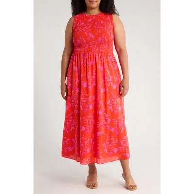 Sugarlips Fia Floral Smocked Sleeveless Maxi Dress In Pink