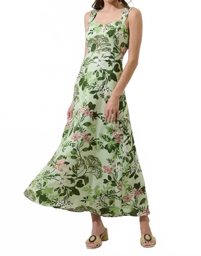 Sugarlips Floral Bary Smocked Maxi Dress In Green Goddess In Multi