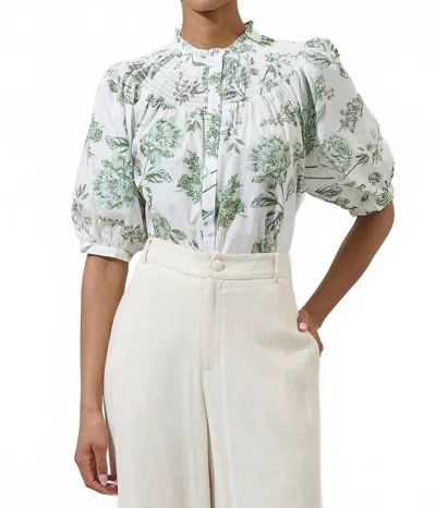 Sugarlips Floral Blossom Smocked Mock Neck Top In Bria In Multi