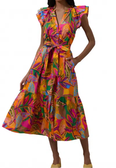 Sugarlips Floral Button Down Midi Dress In Milana In Multi