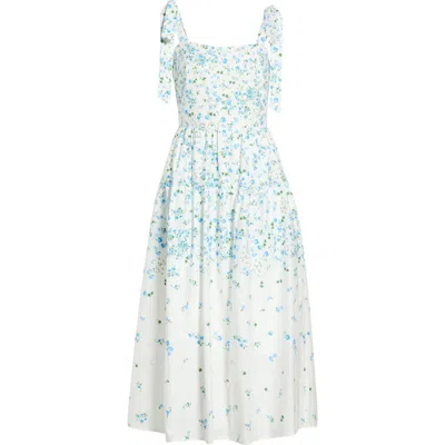 Sugarlips Floral Cotton Maxi Sundress In Blue