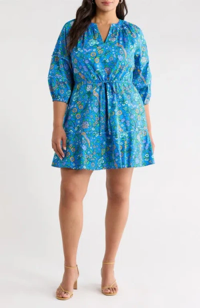 Sugarlips Floral Dabria Cotton Dress In Blue