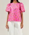 Sugarlips Floral Flutter Sleeve In Fuchsia In Pink