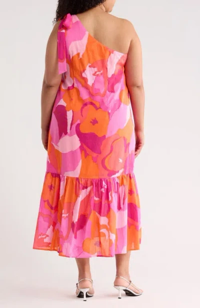 Sugarlips Floral One-shoulder Cotton Dress In Multi