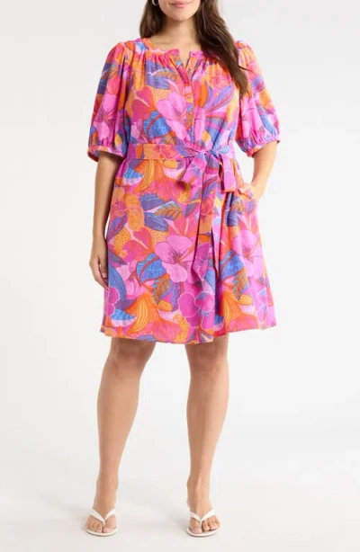 Sugarlips Floral Print Belted Minidress In Multi
