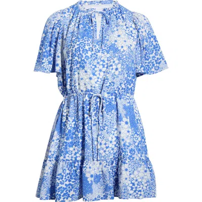 Sugarlips Floral Print Flutter Sleeve Dress In Multi