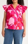 Sugarlips Floral Rosette Ruffle Top In Multi