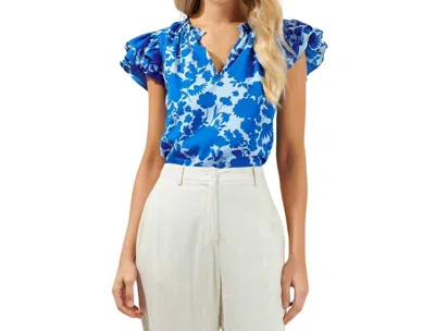 Sugarlips Floral Ruffle Sleeve Top In Marinelle In Multi