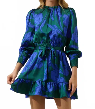 Sugarlips Floral Sevilla Satin Ruffle Dress In Busbee In Multi