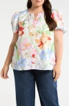 Sugarlips Floral Split Neck Top In Multi