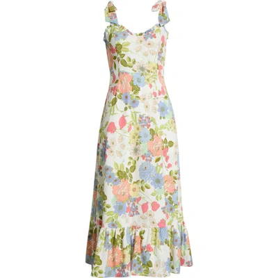 Sugarlips Floral Tie Strap Midi Sundress In Multi