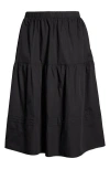 Sugarlips Floral Tiered Cotton Maxi Skirt In Black