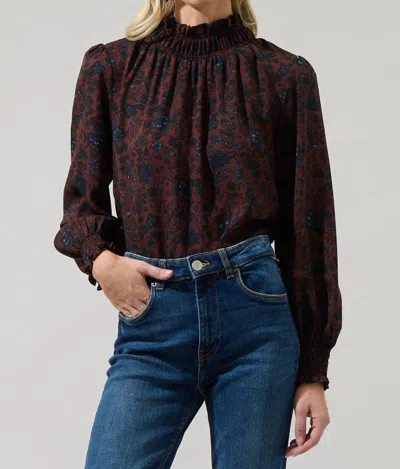 Sugarlips Floral Top In Chocolate In Brown