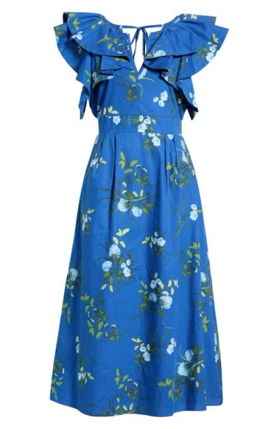 Sugarlips Francine Toile Sky Santana A-line Dress In Blue