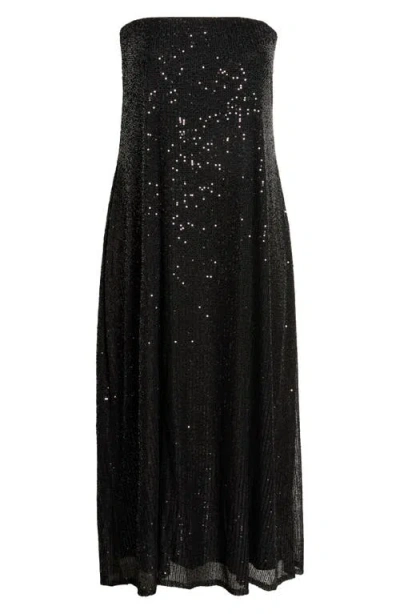 Sugarlips Friday Nights Sequin Strapless Maxi Dress In Black