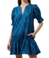 Sugarlips Gardena Floral Marinella Smocked Mini Dress In Navy Combo In Black